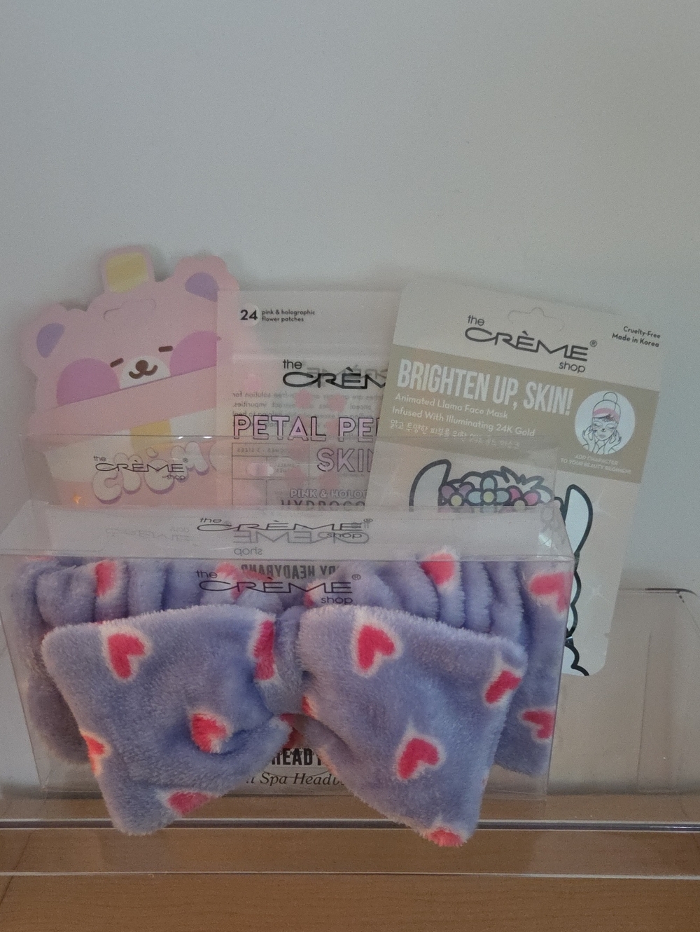 The Crème Shop Plush Heart Spa Headband  & 2 Masks & Hydrocolloid Patches